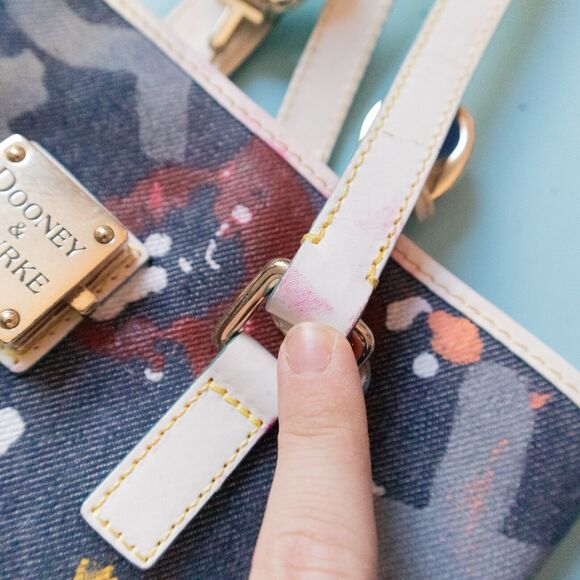 Dooney & Bourke Hand Painted Graffiti Splatte Canvas Bucket Shoulder Tote Bag - Picture 11 of 12